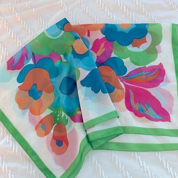 Chiffon Floral Marimekko Style Scarf - Picture 1 of 4